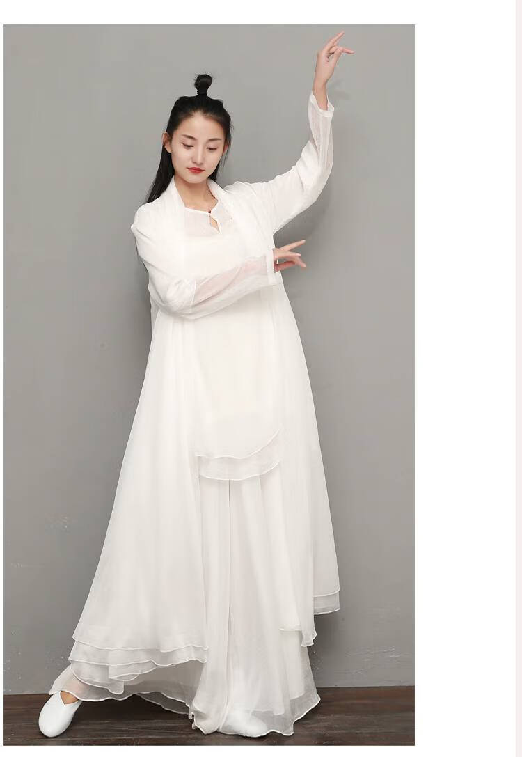 禅舞服女禅舞女人服装新款超仙禅意服白衣黄色混纺禅意女装中国风中式