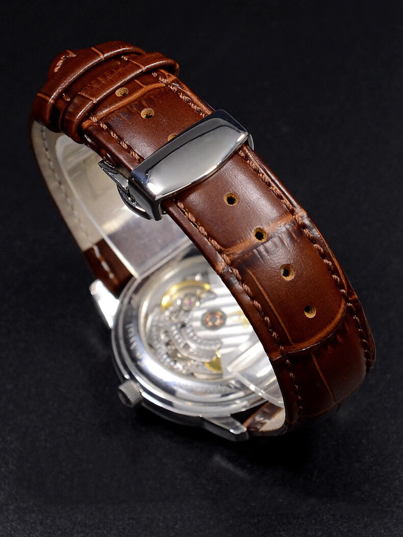 手表皮带22适配卡西欧表带mtp1375118313031370棕色棕线银色针扣14mm