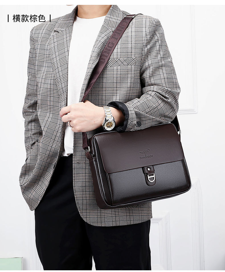 baodi袋鼠男包单肩包真皮质感斜挎包新款上午休闲男士软皮多功能挂包