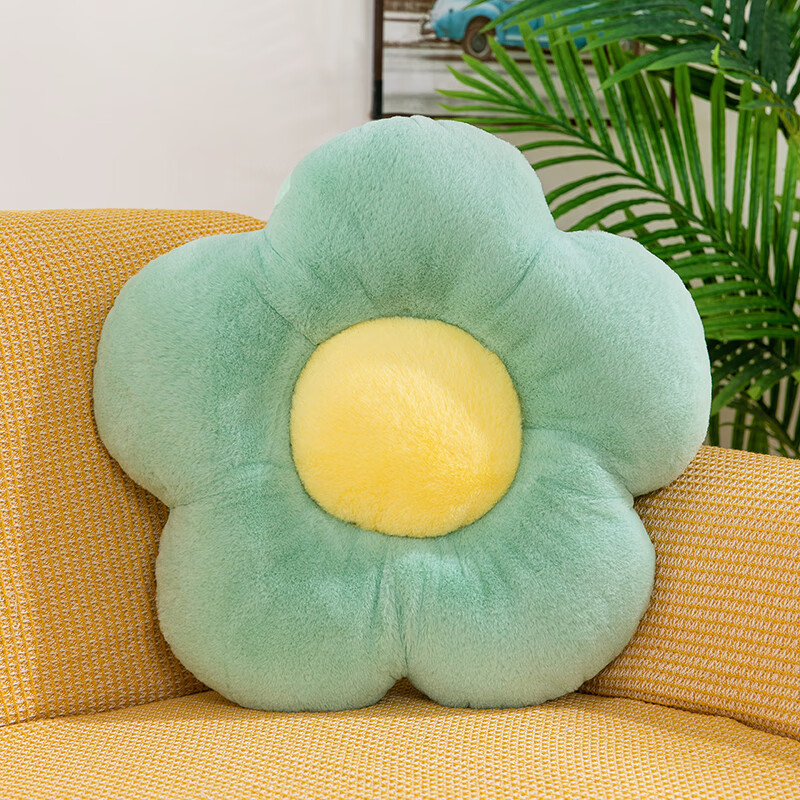 抱枕沙发客厅现代轻奢感榻榻米飘窗可爱花瓣靠垫荧光绿40厘米长毛绒