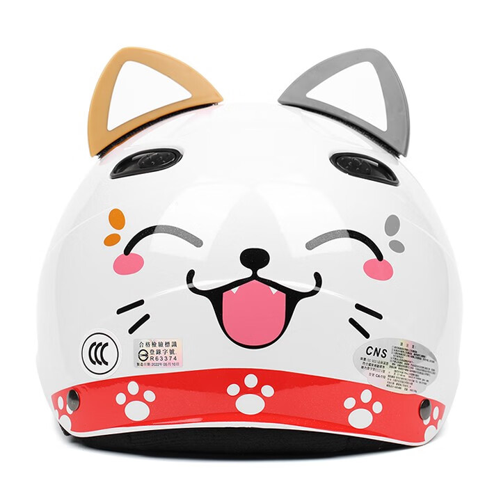 招财招财猫头盔 evo新款招财猫白色哈雷电动摩托车头盔男女安全帽防晒