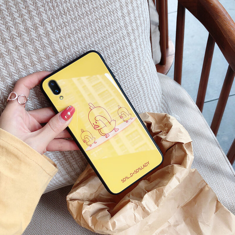moyogv网红同款小黄鸭vivoy97手机壳创意个性男女款y83保护套y85玻璃