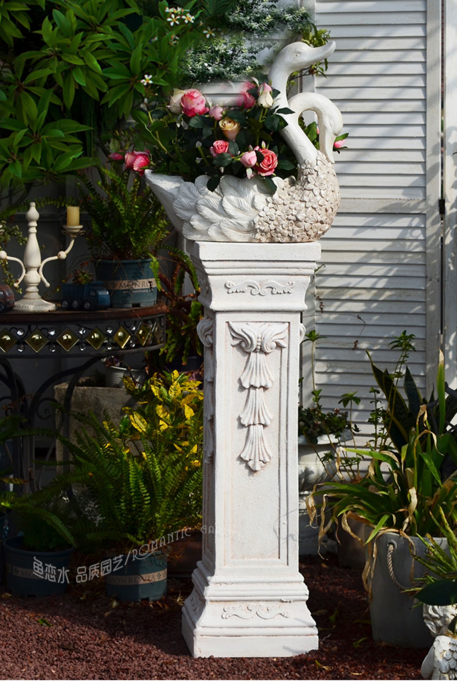 纤雅洁qianyajie欧式帝罗马柱子花盆园庭院别墅阳台装饰婚礼庆布置圆