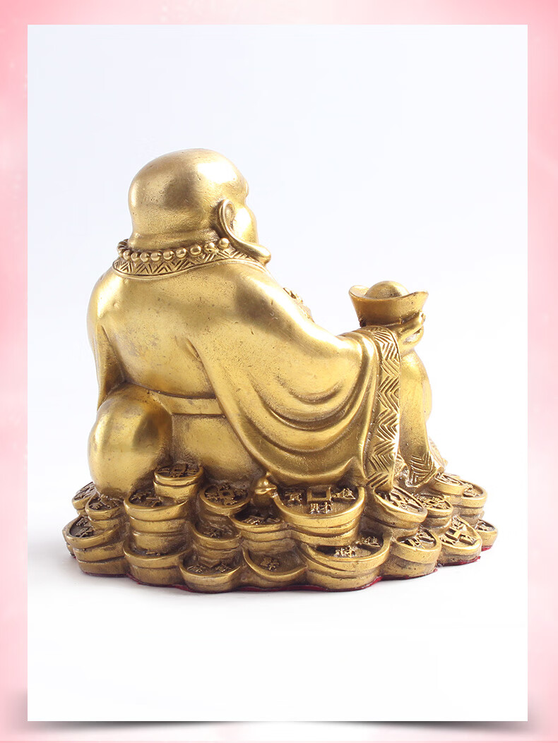 玄友铜弥勒佛坐铜钱财神铜像笑面佛金属大肚佛摆件客厅笑佛像