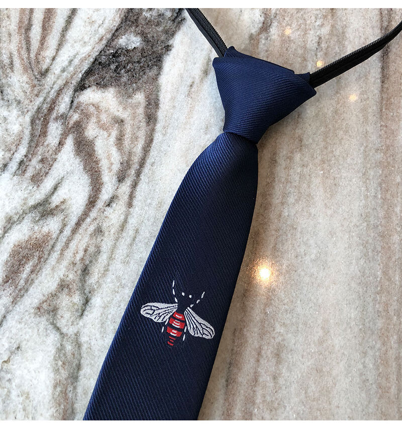 领带男免打男士懒人拉链领带小蜜蜂5公分窄领带新郎伴郎团自动拉链