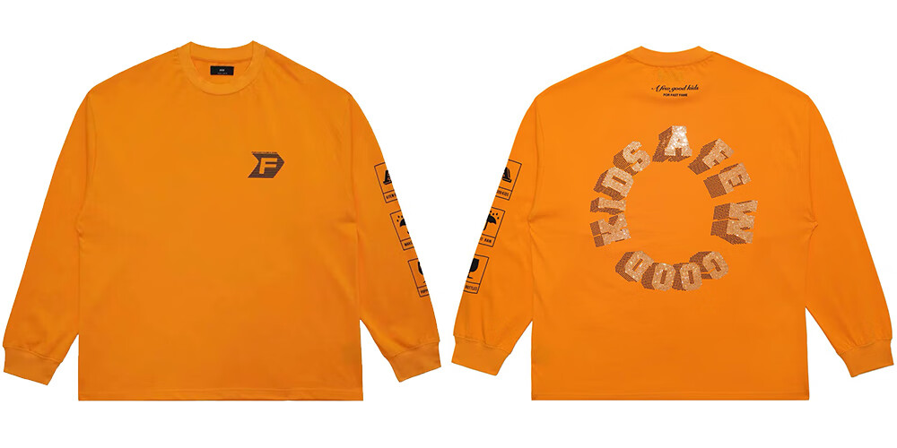 乔映fff马思唯afgk联名同款字母logo印花长袖卫衣卡通烫钻宽松潮牌t恤