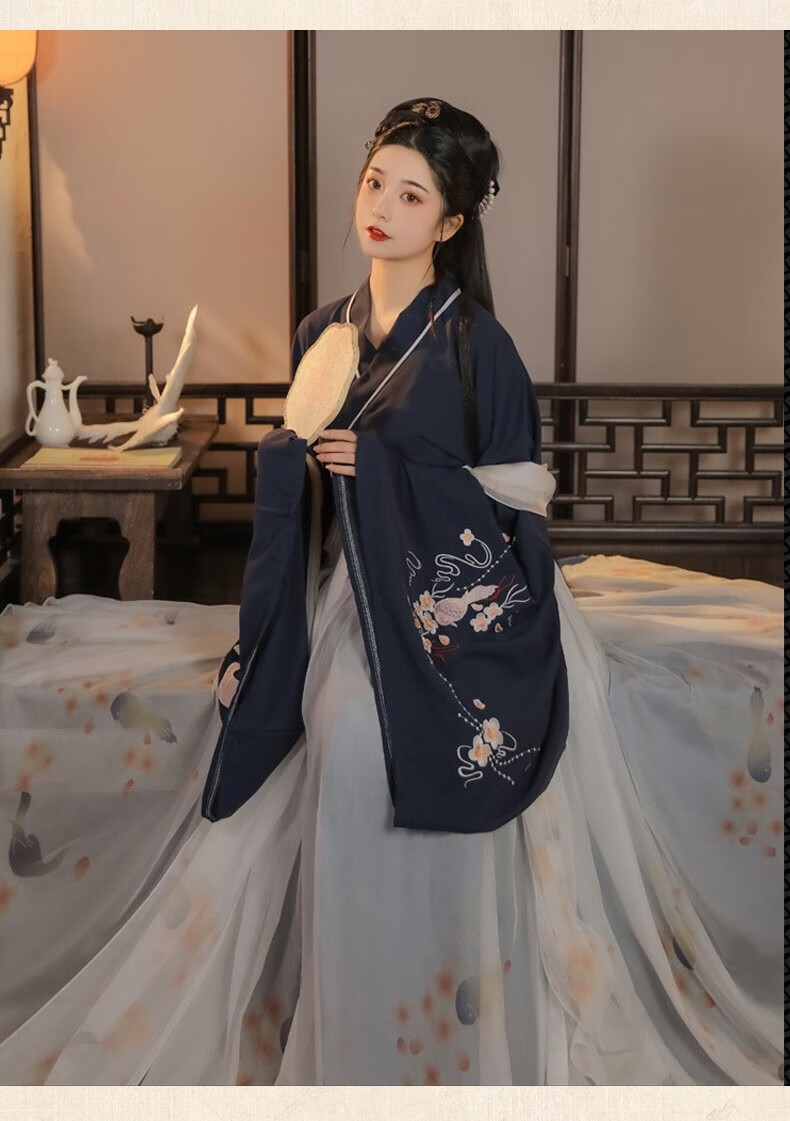 汉服女仙气原创正版古装刺绣魏晋风大袖交领齐腰襦裙全套中国风学生
