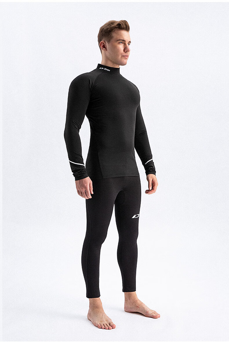 id定制idraw紧身衣男高弹运动健身衣长袖i自造足球夹克出场服秋冬黑色