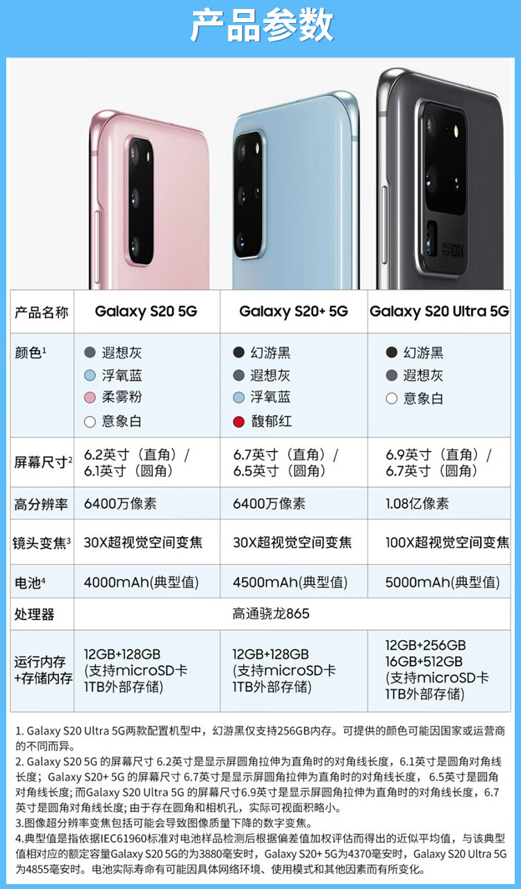 三星galaxys20smg98605g全网通游戏手机67英寸曲面屏幻游黑12gb128gb