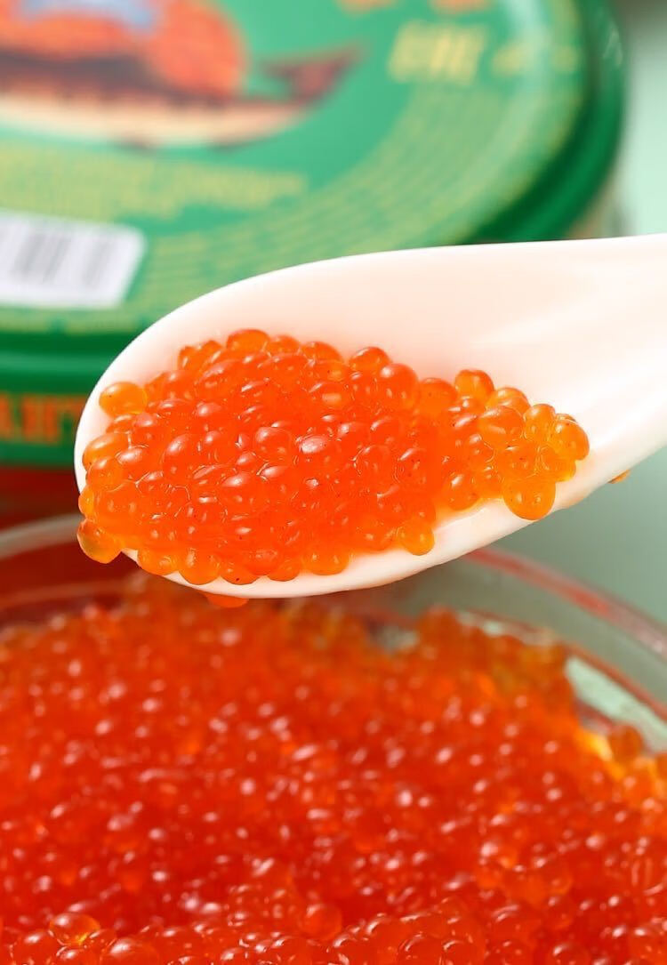 俄罗斯鱼籽酱大马哈鱼红鱼子寿司料理罐头咸腥滋味好吃明太鱼肝籽230