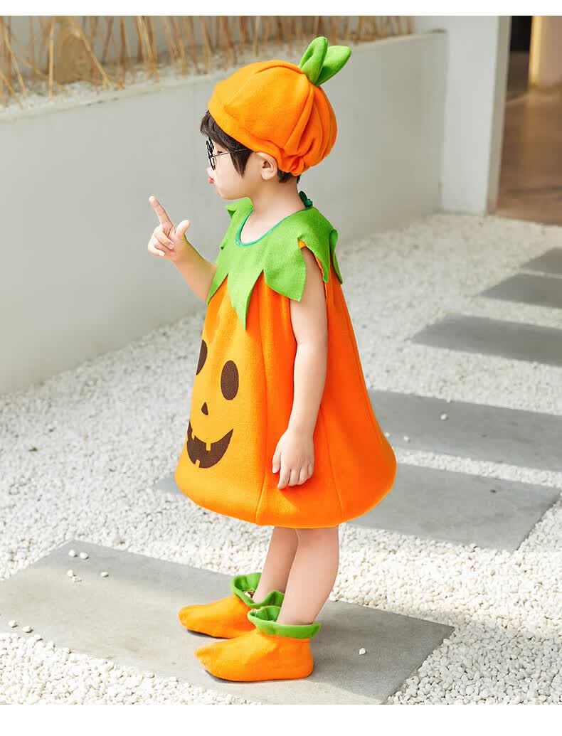 亲子装万圣节 儿童服装南瓜造型植物演出服cosplay宝宝亲子角色扮演
