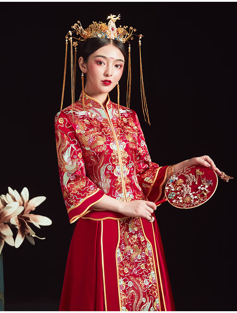 龙凤褂秀禾服新娘2020新款中式结婚婚纱礼服敬酒服修身显瘦女夏季 褂