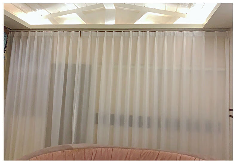 加厚透光不透人纱帘客厅卧室隔热阳台飘窗窗纱白水墨灰打孔款宽20米高