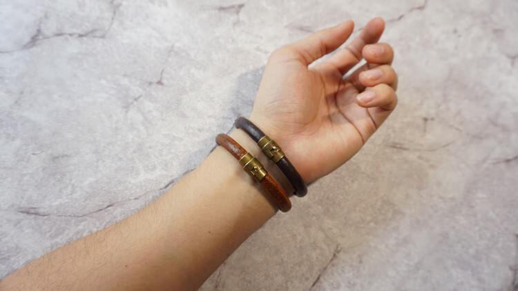 高桥吾郎goros皮手环铜扣磁石手镯goros开口改良手工sn8869 6mm浅棕色