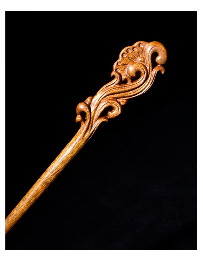 发簪子 如意云纹盘发木簪子 配饰 天然古装宫廷头饰簪 如意云纹簪