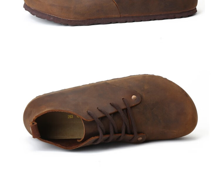 devo鞋devo/的沃软木鞋情侣休闲包头高帮大码真皮复古欧美潮男鞋子