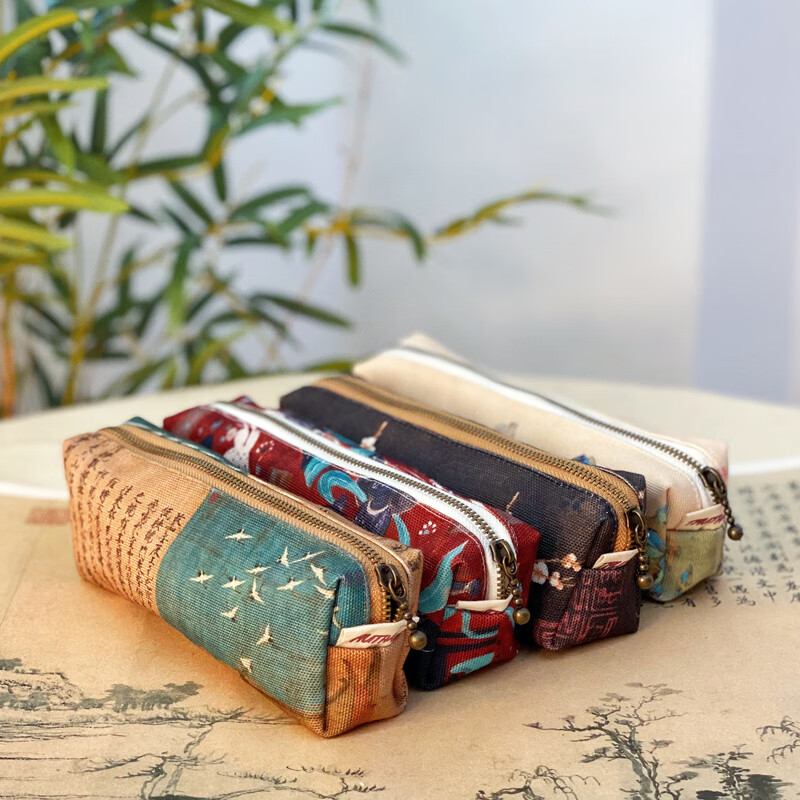 麒柠自制国风笔袋文具盒国潮文创水彩笔袋美术生笔盒学生国潮笔袋 深