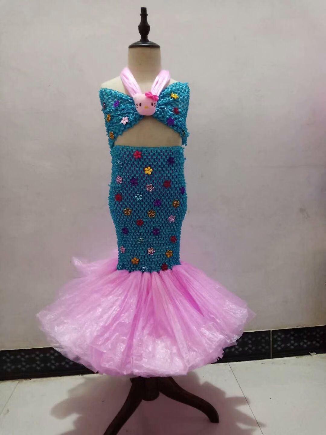 央紫 环保时装秀女孩儿童环保服装美人鱼手工diy半成品幼儿园亲子创意