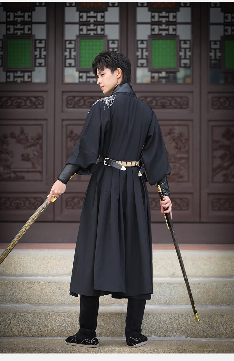 曳撒箭袖明制汉服男武侠中国风锦衣卫服全套定制款 红色 腰带 圆领袍