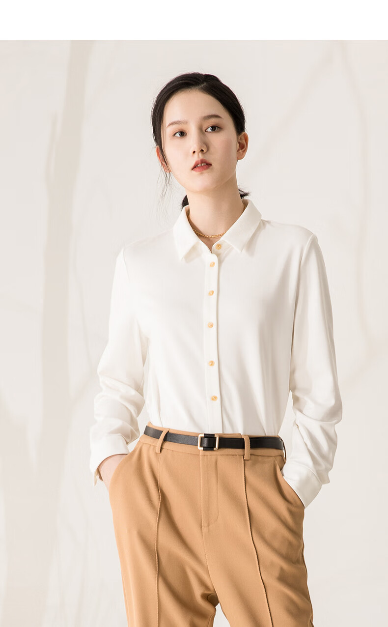 yifini易菲经典基础款宽松长袖衬衫女休闲百搭上衣2021秋季新款2108c