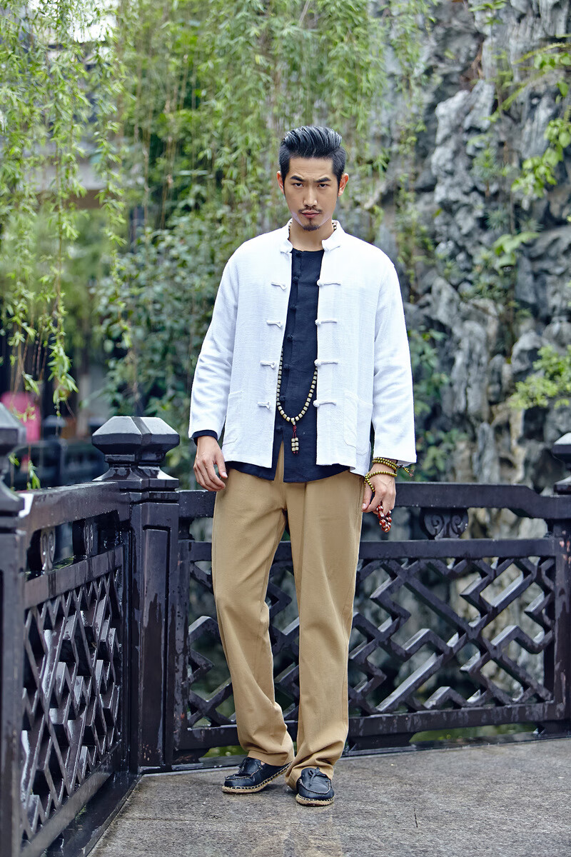 阿亨40-50爸爸装居士服佛系打坐禅茶服中国风男装民族复古盘扣开衫男