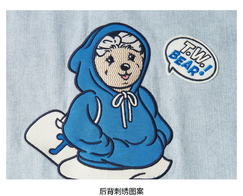 teenieweenie小熊牛仔长袖衬衫潮ins衬衣宽松女春季新款短款上衣ttyp