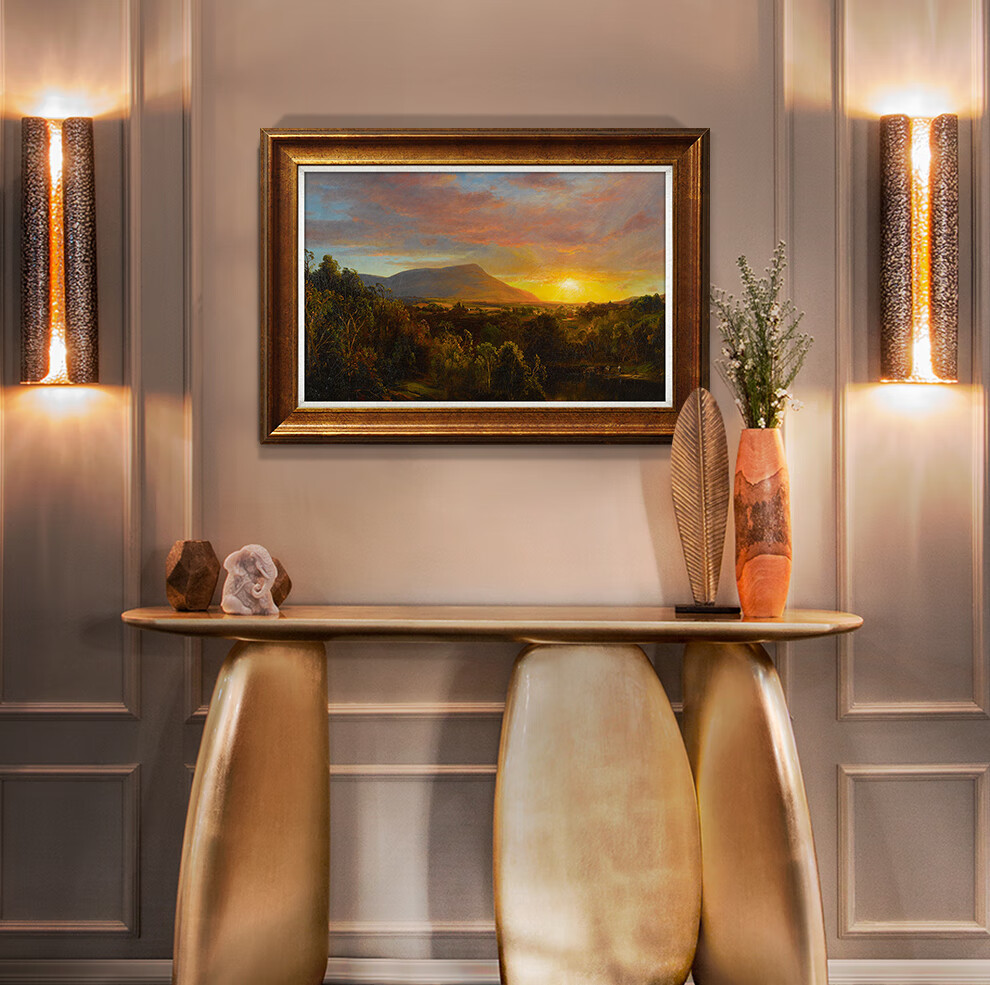 奕境欧式客厅油画美式大气风景装饰画沙发背景墙挂画比尔史伯特旭日