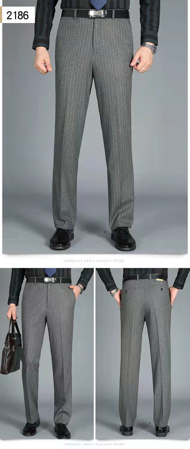 香港老爷车高档羊毛呢绒秋冬季新款厚款中老年男士西裤直筒宽松超垂