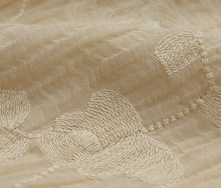 知笔墨夏款肌理皱麻刺绣中式复古双层连衣裙女显瘦中长棉麻改良旗袍