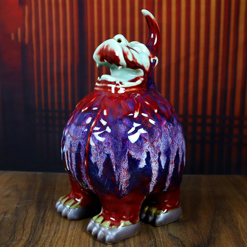 禹州钧瓷窑变大宋官窑同款天禄貔貅装饰乔迁开业礼钧窑摆件b款中号