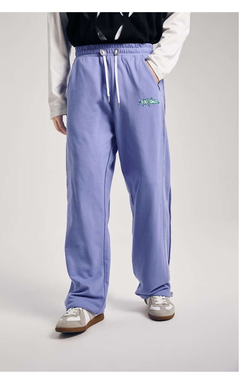 【查尔斯桃心联名】ecko犀牛潮牌22aw美式复古刺绣侧缝撞色针织裤男女