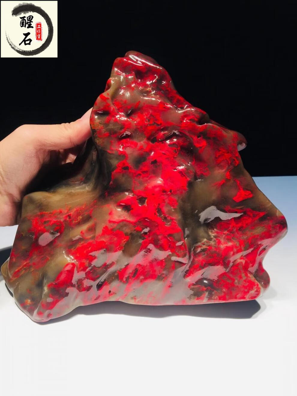 巴林鸡血石章巴林鸡血石大红袍印章手把件昌化老坑国宝鸡血石精品貔貅