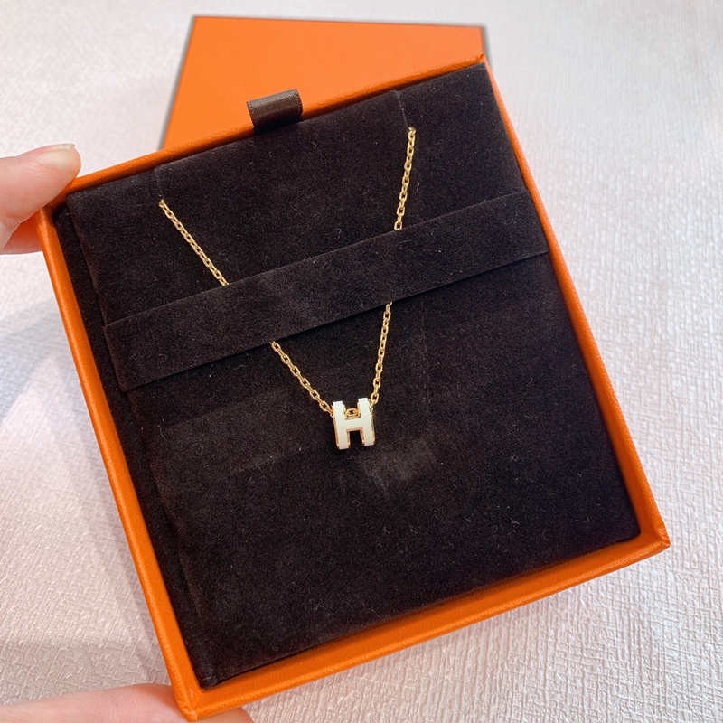 hermes hermes 爱马仕 mini 白金 pop h项链 锁骨链 白色h【图片 价格