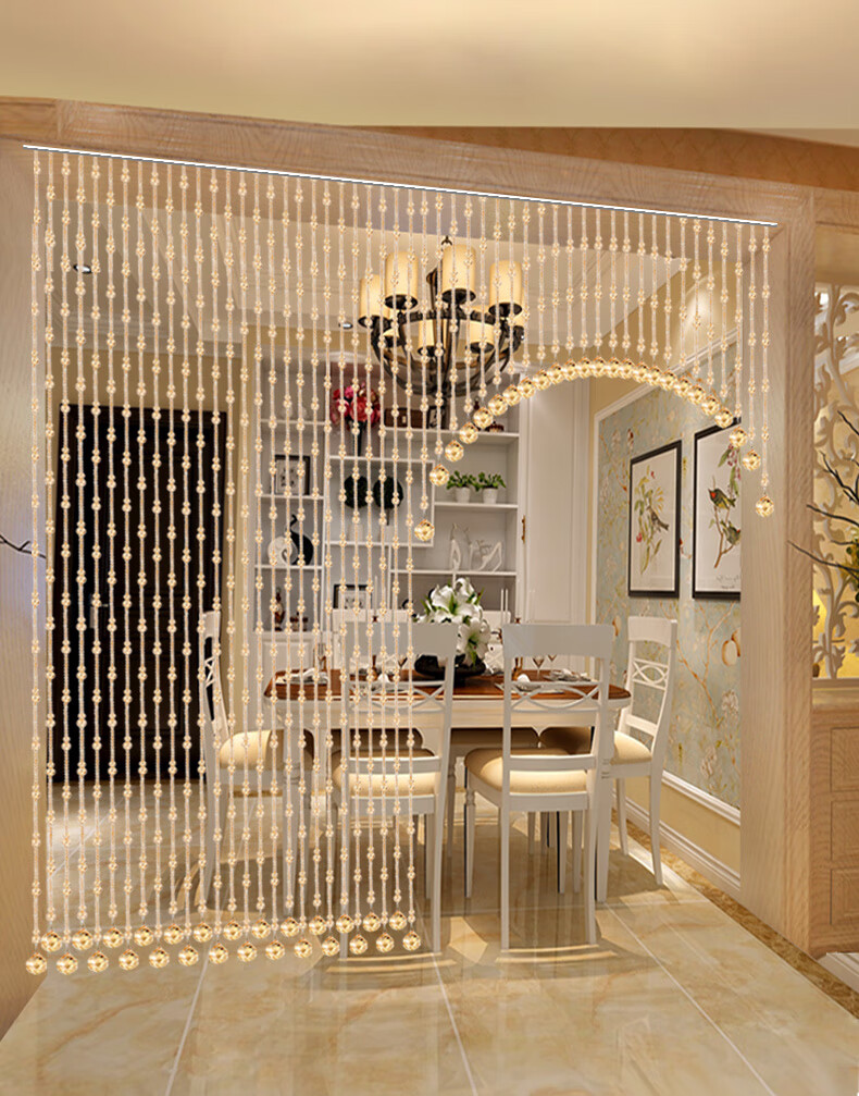 珠帘免打孔珠子门帘高档隔断帘子玄关帘卫生间挂帘屏风35条弧形适合宽