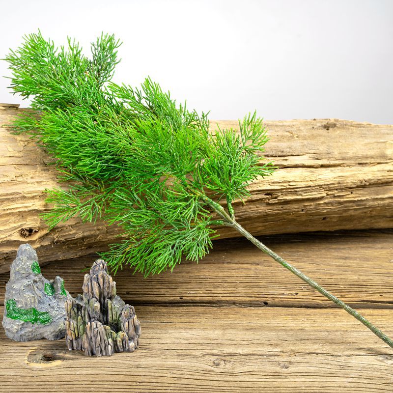 仿真松针崖柏树枝假花松树盆栽松枝道具干花塑料花松树叶子假树叶