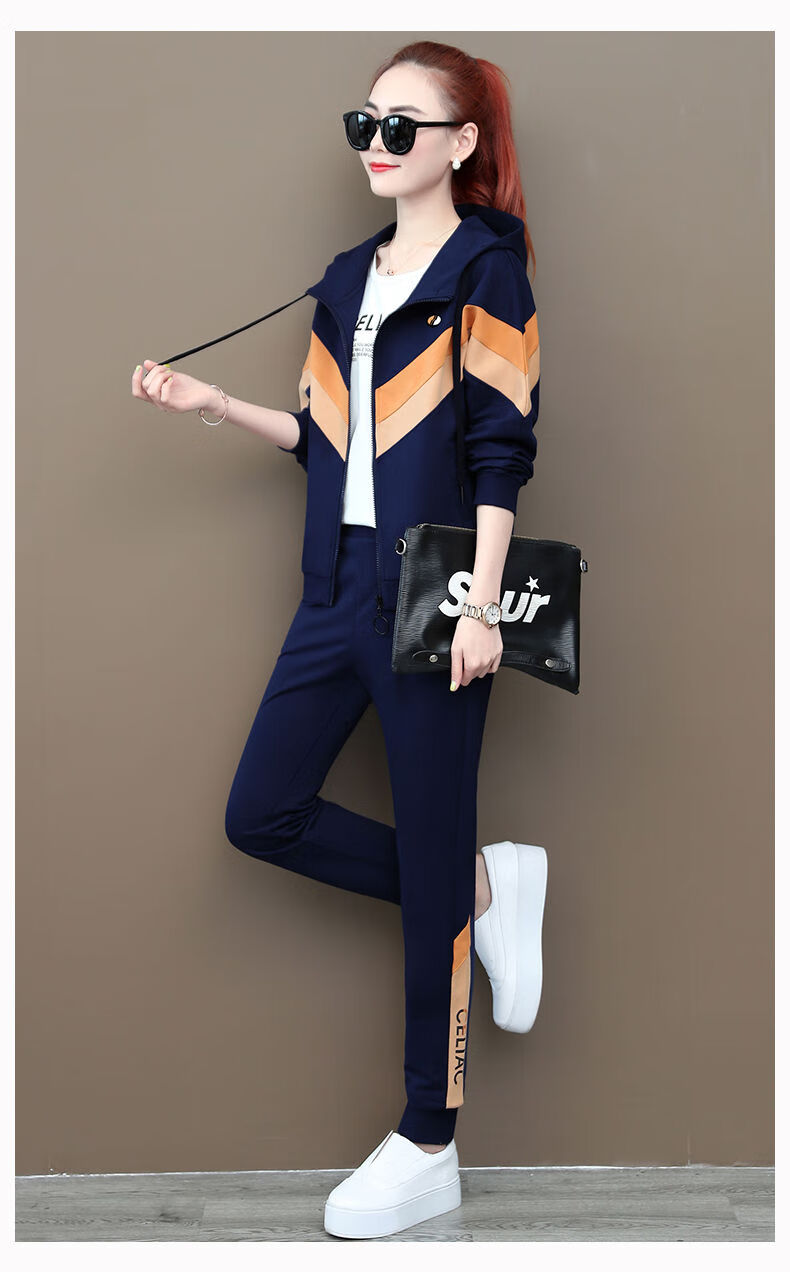 品牌女装运动套装女冬装2020新款时尚宽松冬季休闲服开衫连帽卫衣三