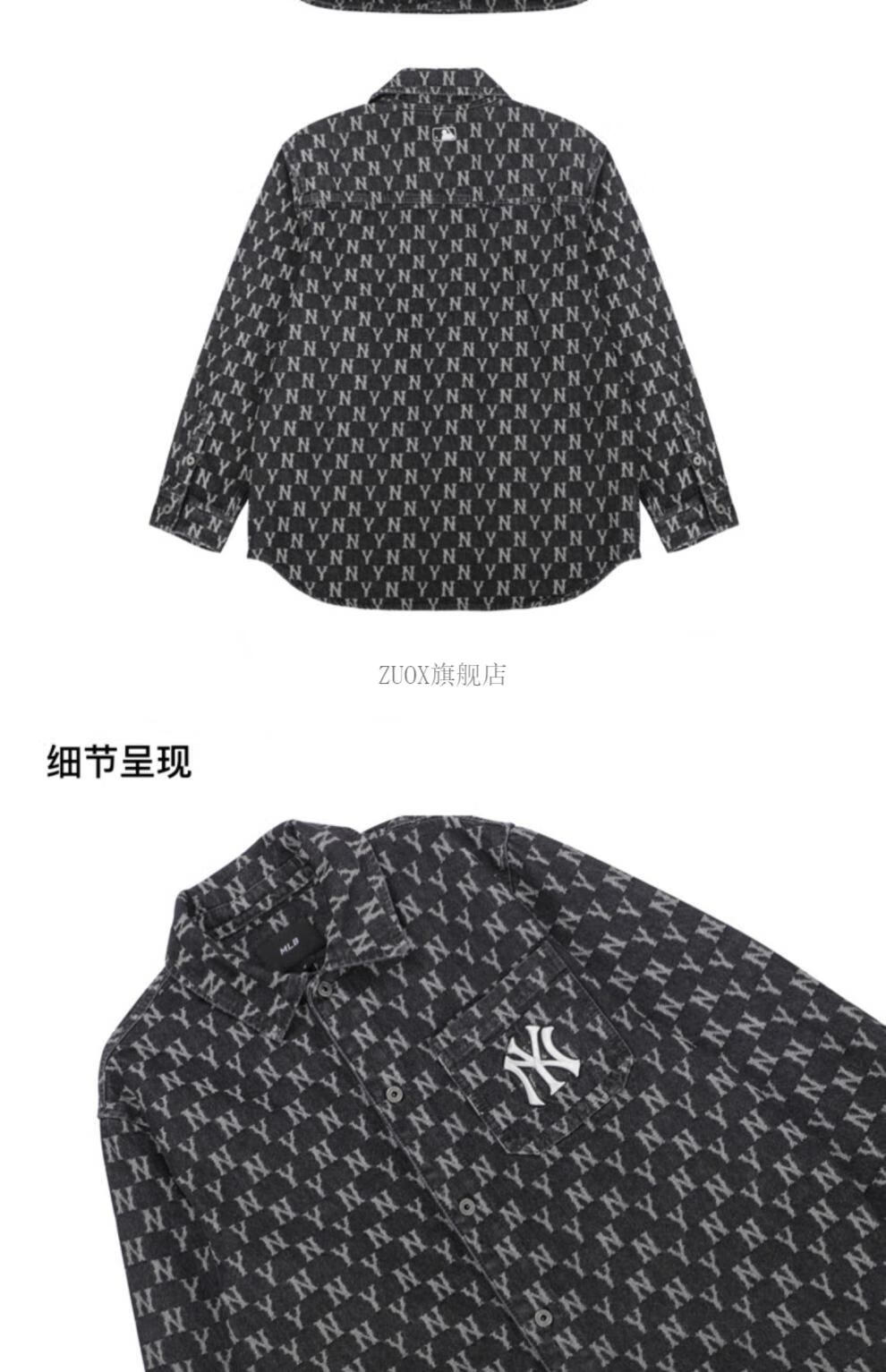 【新店惠客】ny韩国牛仔外套男女潮牌情侣老花满标宽松夹克春秋棒球服