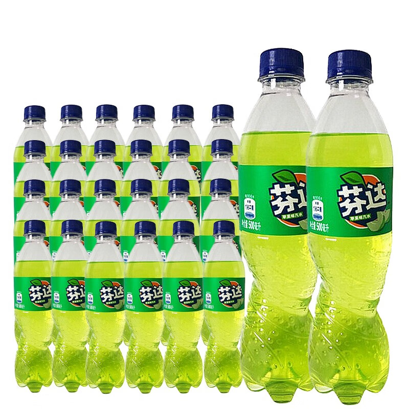 可口可乐芬达零卡/水蜜桃/青苹果/500ml*24瓶零卡芬达橙味汽水饮料