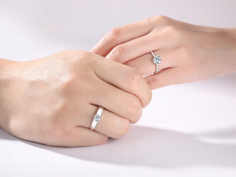 【深枝珠宝】dr莫桑石钻戒1克拉pt950铂金白金情侣对戒男女一对白金