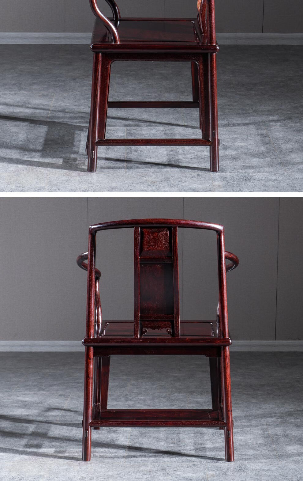 寻秦阁血檀学名染料紫檀中式南宫椅三件套实木太师椅子客厅书房会客椅