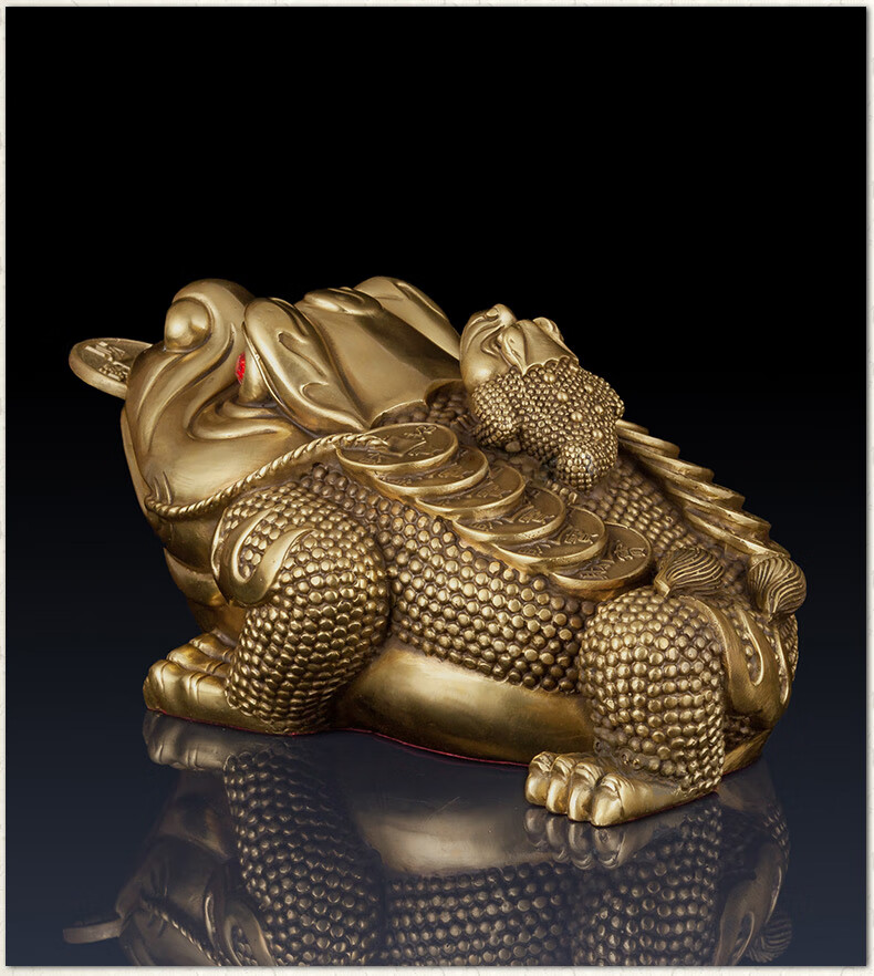 古叶家居 纯铜招财金蟾一对摆件招财纳财办公室家居客厅饰品摆件工艺