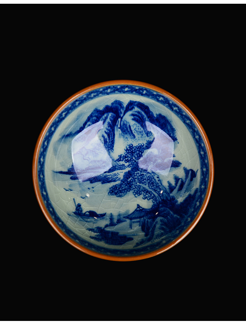 景德镇知语堂古泥青花主人杯重工手绘陶瓷茶杯功夫茶具茶盏品茗杯