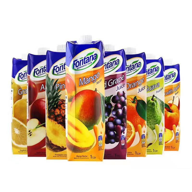 芳塔娜塞浦路斯进口芳塔娜fontana橙菠萝葡萄苹果果汁2盒6盒苹果2盒