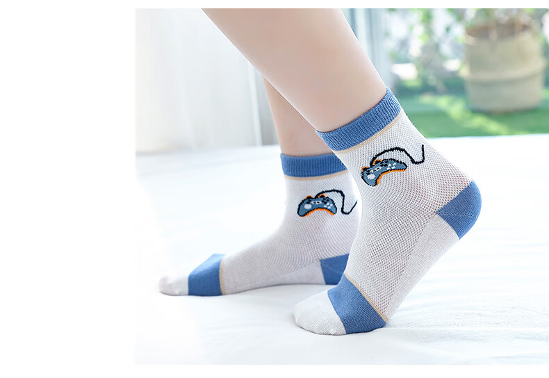 九多优品小男孩袜子春秋季棉袜夏季薄款网眼透气346789101215岁中大童