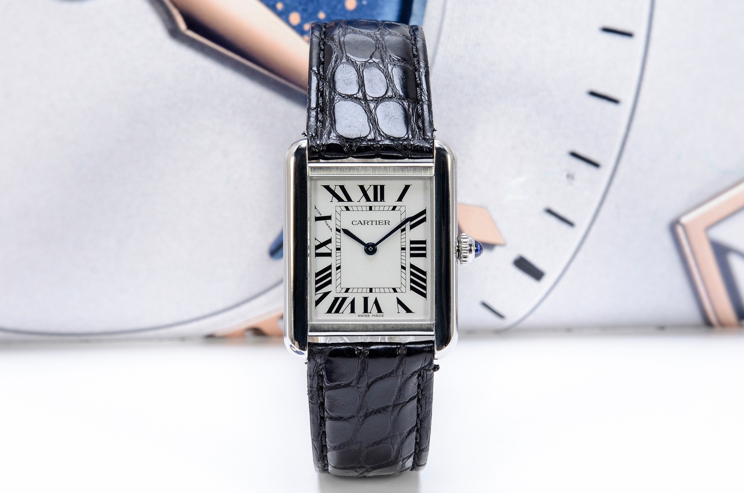 二手95新卡地亚w5200005女表坦克tank系列手表24mm表径罗马刻度石英表