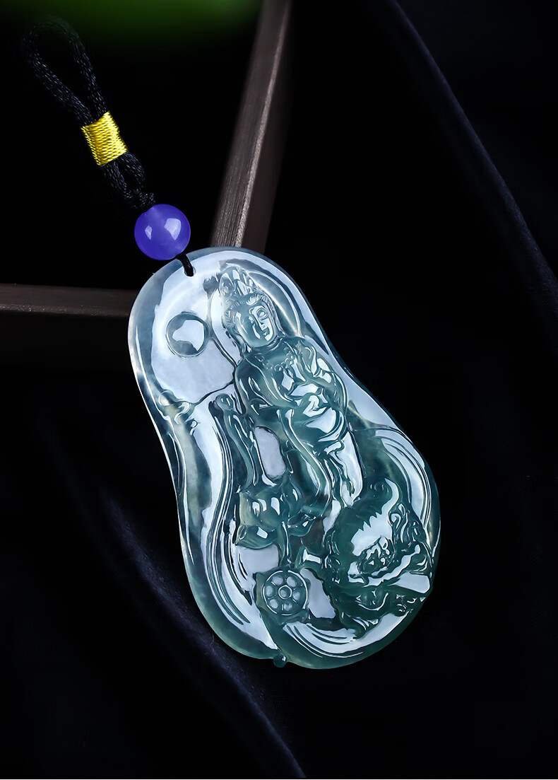 百博翡翠观音吊坠男冰种飘绿站观音玉坠菩萨玉牌天然缅甸玉石a货挂件