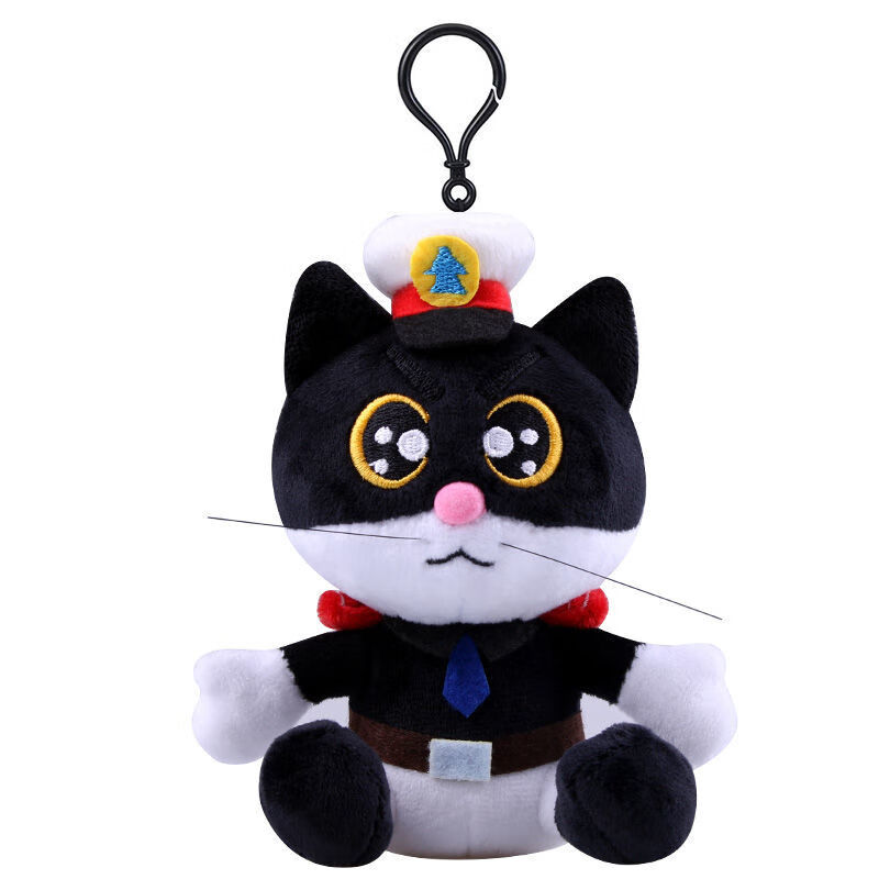 七夕情人节礼物迷你q版黑猫警长一只耳毛绒玩具公仔玩偶男孩儿童生日