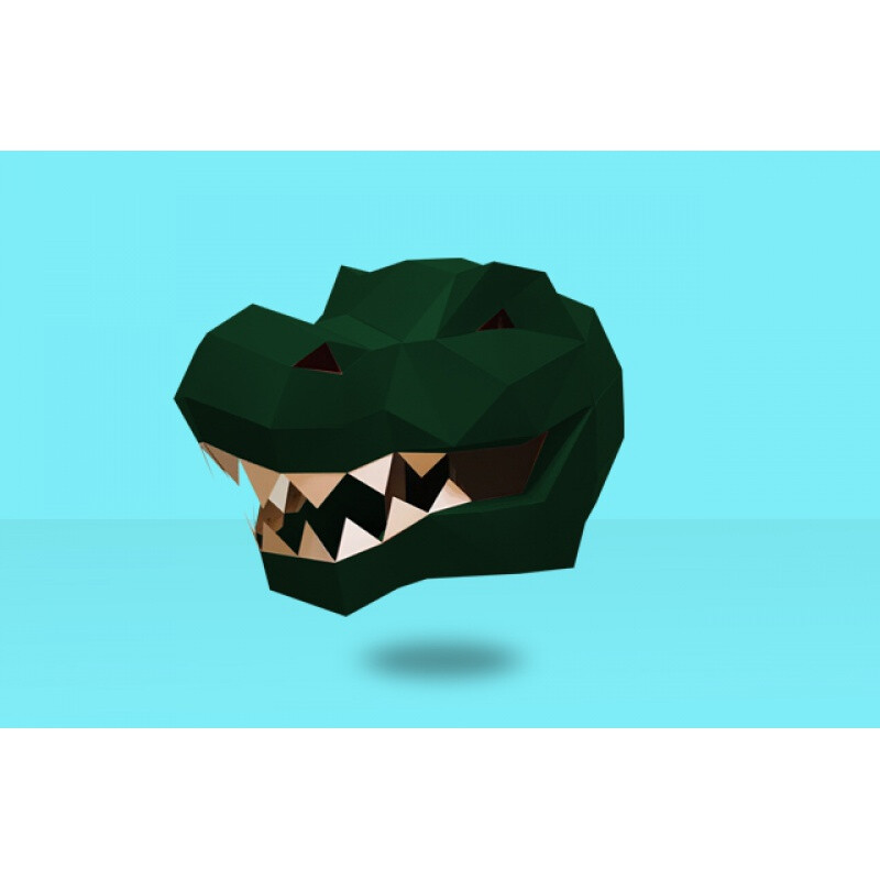 恐龙头套创意侏罗纪霸王恐龙面具儿童表演道具男女派对舞会头套蓝色