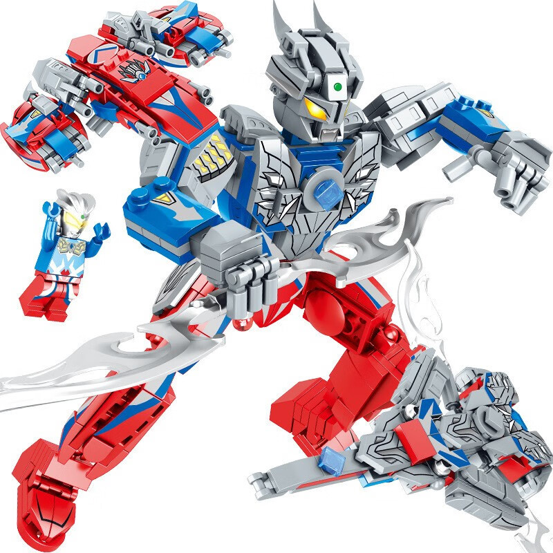 赛罗奥特曼拼装玩具积木欧布泰迦泰罗贝利亚超人怪兽模型组装积木立体