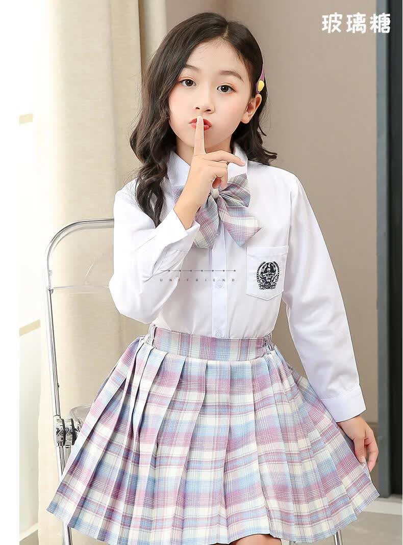 jk儿童套装学院风春秋款女童小学生日系上衣白衬衫百褶裙全套 电竞